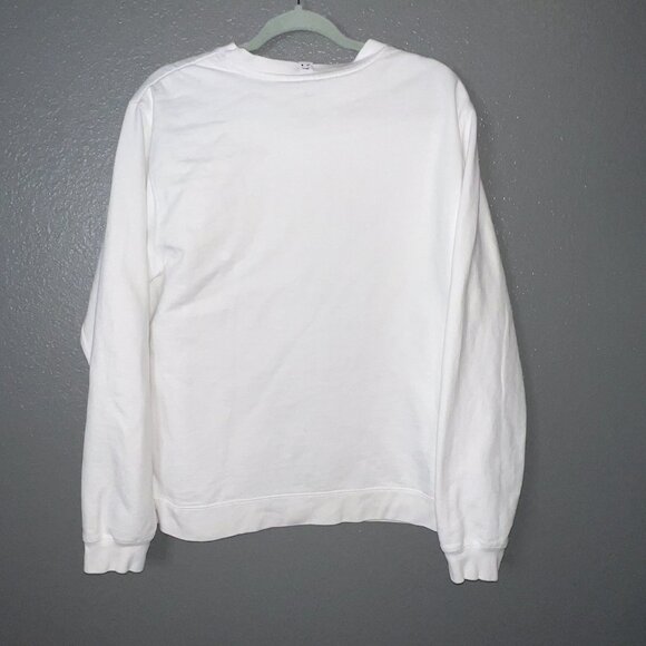 Snap Inc. White Winking Face Emoji Crewneck Sweatshirt Size M P2P 21 L25 Sleeve - Picture 3 of 5